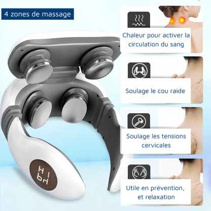 Masseur électrique cervicales 4D à impulsions magnétiques, chauffant.