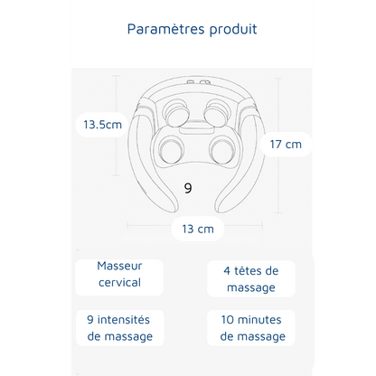 Masseur électrique cervicales 4D à impulsions magnétiques, chauffant.